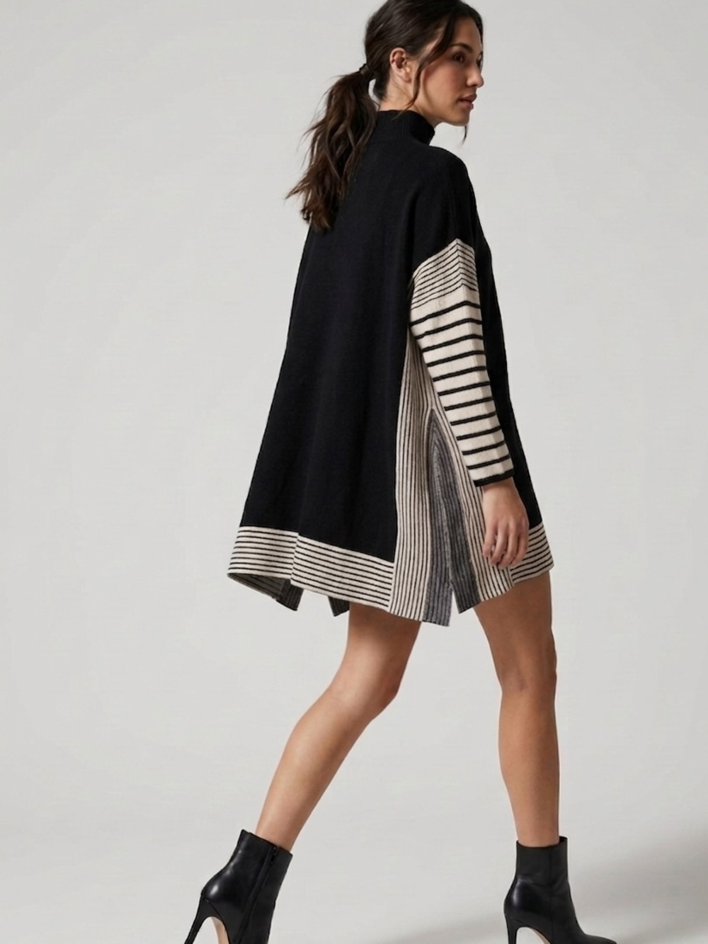 NWOT CHICWISH Lie in Black Fields
Striped Oversize Knit Cape Tunic
Sweater Dress